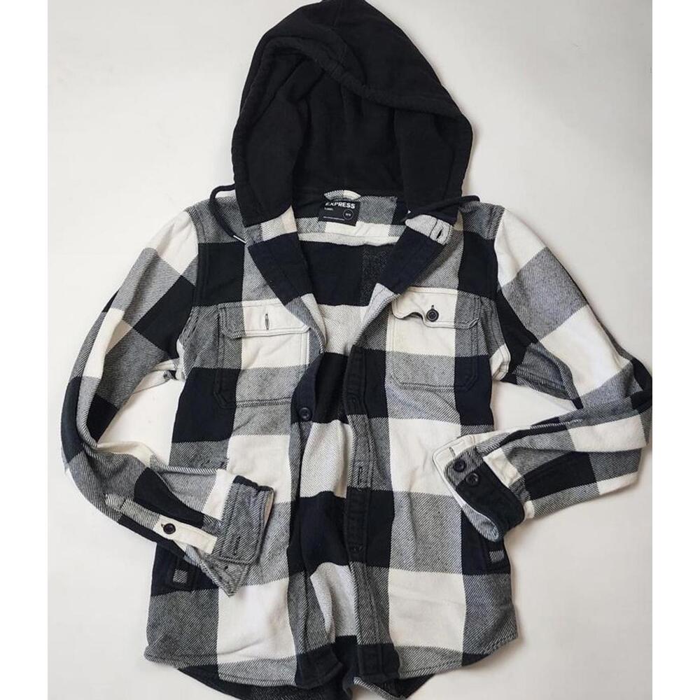 Express Plaid Flannel Shirt with Hood